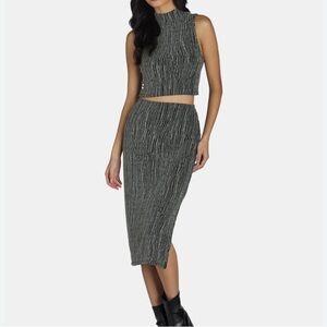 Chic Black and White Midi Top and Skirt